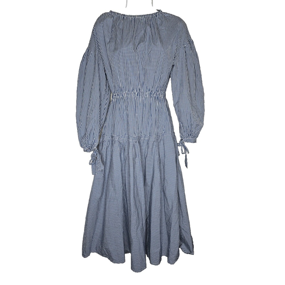 Gregory Blue Gingham Prairie Dress 6 Cottagecore Midi Cotton Boho